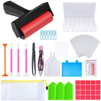 PP OPOUNT 82 piezas 5D herramientas de pintura de diamante y accesorios Kits incluyendo caja de bordado de diamante, rodillo, papel de cubierta y otras herramientas para adultos y niños - Arteztik
