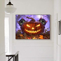 Halloween Decorations DIY 5D Diamond Painting by Number Kits Full Drill Rhinestone Pictures Painting Arts Craft for Home Wall Decor (12” x 10”,Halloween Pumpkin) - Arteztik

