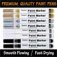 Bolígrafo de pintura blanca, 8 unidades de rotuladores de pintura acrílica de 0.028 in con 2 rotuladores permanentes de pintura de color blanco y negro, 2 dorados y 2 plateados para madera, tela, metal, plástico, cerámica, acrílico, punta extra fina - Arteztik
