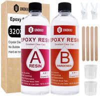 Kit de resina epoxi de 32 onzas, kit de resina de resina transparente, kit de resina epoxi y revestimiento para joyería de resina, arte, mesas de río Easy Mix 1:1 resina epoxi con palos, resina para manualidades (32 onzas) - Arteztik
