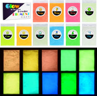 Polvo de pigmento que brilla en la oscuridad – Pigmento luminoso de resina epoxi en polvo para bricolaje Slime Kit – Seguro para la piel de larga duración, tinte de color que brilla por sí mismo para pintura acrílica, arte de uñas, pintura, manualidades – - Arteztik
