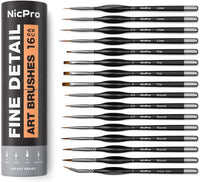 Nicpro - Juego de 16 pinceles de pintura profesional en miniatura para acuarela acrílica, pintura de roca y pintura por número - Arteztik
