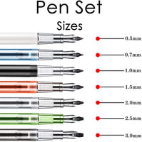 GCQUILL Juego de caligrafía pluma estilográfica 7 puntas de diferentes tamaños y 36 cartuchos de tinta surtidos kit para caligrafía letras – Juego completo de aprendizaje fácil para principiantes F736 - Arteztik
