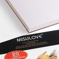 MISULOVE 6.1 x 8.7 pulgadas, almohadilla de papel de acuarela, prensado en frío, libre de ácidos, ideal para pintura de acuarela y medios húmedos, papel texturizado grande y cuaderno de bocetos, papel de arte para niños, 20 hojas blancas (140lb/300gsm) - Arteztik
