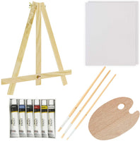 U.S. Art Supply - Juego de pintura al óleo con mini caballete de mesa, pinceles y paleta (14 piezas) - Arteztik
