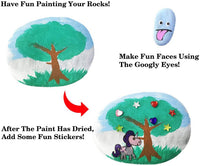 Kit de actividades al aire libre para niñas y niños a partir de 3 años con 12 rocas suaves, 12 pinturas acrílicas impermeables, 16 ojos Googly, 2 pinceles, 50 pegatinas de transferencia. Gran juego de manualidades y idea de regalo. - Arteztik
