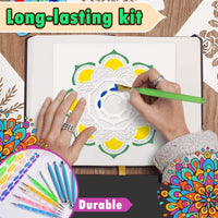 Kit de herramientas de pintura con diseño de mandala de Insnug – Plantillas de pintura de punto de roca – Juego de herramientas de arte para manualidades con brocha de bandeja con cremallera impermeable para uñas, piedra, mandala, arte, dibujo, decoración - Arteztik
