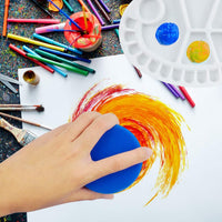 Paquete de 3 esponjas de pintura, aplicador de esponja de pintura de Cadeya, completo con bolsa de almacenamiento de malla para colgar, esponjas de pintura circulares azules de 3.0 in para niños - Arteztik
