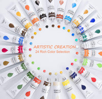 Juego de pintura acrílica de 24 colores con 3 pinceles, 1 paleta, 1 lienzo, perfecto para lienzo, madera, cerámica, tela, pigmentos no tóxicos y ricos para niños, adultos principiantes, estudiantes y artistas (0.4 fl oz). - Arteztik
