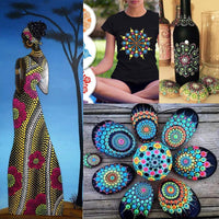 Juego de herramientas de punteado de mandala de 37 piezas, juego de plantillas con una bolsa de almacenamiento impermeable con cremallera azul para pintura de roca, dibujo y decoración de uñas - Arteztik
