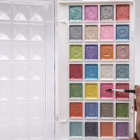 Artecho Juego de pintura Sumi Moise acuarela, 28 colores metálicos, juego de tarta acuarela con cepillo de pintura clásico, idea para niños y adultos - Arteztik
