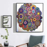 Pintura de diamante 5D con forma especial de diamante de imitación, flor de mandala, diamante parcial, juego de pintura de diamante Hibah - Arteztik
