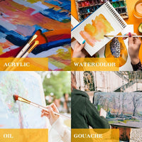 AAPOZZ - Juego de 15 pinceles de pintura para artistas, con estuche de transporte pop-up, cuchillo de pintura, esponja y paleta de colores, para acrílico, acuarela, gouache y aceite, para artistas, estudiantes, adultos y niños - Arteztik
