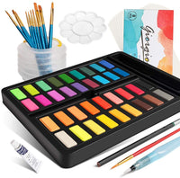 Frunsi - Juego de pintura de acuarela portátil con 36 colores surtidos de acuarela, kit de viaje con cepillo de agua, papel de acuarela, pigmentos de acuarela, ideal para niños, principiantes, artistas, aficionados - Arteztik
