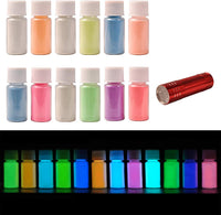 Seisso Polvo de pigmento que brilla en la oscuridad con lámpara, 12 colores de larga duración, tinte autobrillante, resina epoxi en polvo luminoso para arte de uñas DIY, pintura acrílica Slime, arte fino y manualidades, festivales, fiesta temática, Hallow - Arteztik
