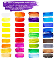 MISULOVE Juego de pintura de acuarela 36 colores premium en caja de regalo con almohadilla de papel de acuarela y cepillos de agua, perfecto para niños, adultos, principiantes, artistas, dibujar e ilustrar - Arteztik

