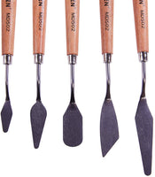 MEEDEN 5 Pcs Artist Stainless Steel Spatula Palette Knife Set,Solid Beech Wood Grip Handle,Perfect for Oil, Acrylic Painting&Color Mixing,Cake Icing for Artist,Art Students,Painting Lovers - Arteztik

