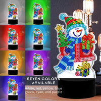 Lámpara LED de pintura de diamante, DIY con forma especial cuentas de diamante diseño de pintura LED luz nocturna punto de cruz bordado mosaico Kit lámpara para decoración del hogar de Navidad regalos para adultos y niños (Snowman) - Arteztik
