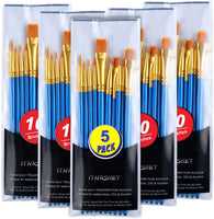 Juego de pinceles de pintura acrílica, 10 unidades de pinceles redondos de nailon, punta fina, pinceles de pintura en miniatura para pintura acrílica de acuarela, pintura al óleo, pintura de uñas, modelo de uñas, manualidades, arte de roca, kits profesion - Arteztik
