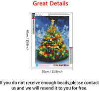 Kit de pintura de diamante 5D para árbol de Navidad, pintura de diamante para principiantes y adultos, decoración de pared del hogar, 15.8 x 11.8 pulgadas - Arteztik
