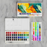 GOTIDEAL Juego de pintura para acuarela, 48 colores vivos en caja de bolsillo, con 2 bolígrafos recargables de agua para mezclar, rico pigmento perfecto para artistas, estudiantes, niños, principiantes y más portátil con paleta - Arteztik
