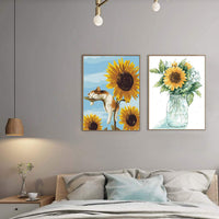 Pintura de varios números de la serie girasol para adultos y niños principiantes fácil acrílico sobre lienzo de 16.0 x 20.0 in con pinturas y pinceles (sin marco) - Arteztik
