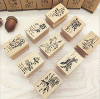 Youkwer - Juego de 12 sellos de madera con caja de madera - Arteztik
