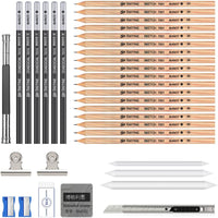 Juego de 35 lápices de dibujo, ideal para principiantes, lápices de carbón, gomas de borrar y bolígrafos de papel, clips gratis, suministros de arte, lápices de dibujo, lápices de grafito, suministros para bocetos - Arteztik
