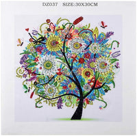 Kits de arte de diamante en forma especial para decoración de pared con bordado de diamante, para pared (11.8 x 11.8 in) (árbol de verano) - Arteztik
