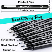 Bolígrafos de letras a mano, bolígrafos de caligrafía negros para principiantes escribiendo, dibujos, dibujos, ilustraciones de acuarela, diario bala, álbumes de recortes, juego de 8 - Arteztik
