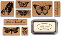 Cavallini sellos de goma, varios colores, diseño de mariposas con almohadilla de tinta - Arteztik
