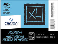 Canson 100516254 XL - Papel mixto (100 hojas, 12 x 18 pulgadas), color blanco - Arteztik
