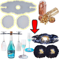 Insnug - Moldes de resina epoxi de silicona para posavasos, soporte para vino de ágata con copos de lámina de oro rosa, botella de vino, estante de cristal, resina fundida, purpurina brillante para decoración del hogar - Arteztik
