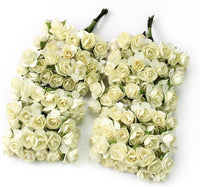 Sorive 144 tarjetas de boda de papel artificial, diseño de rosas (blanco) - Arteztik
