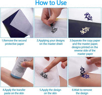 25 hojas de papel de transferencia profesional para tatuajes de 8.0 x 11.0 in, tamaño de papel A4, utilizado por tatuadores para transferir tus diseños a la piel. - Arteztik
