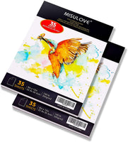 MISULOVE - Papel de acuarela (9.0 x 12.0 in, 35 hojas blancas (140 lb/300 g/m²), prensado en frío para pintura y dibujo y acuarela y lápices de acuarela, húmedos, mixtos - Arteztik
