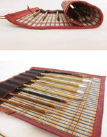 Shanlian Hubi - Juego de pinceles de pintura, pinceles de acuarela, pinceles de caligrafía china Kanji, pinceles de dibujo japoneses, 8 piezas, juego de pinceles de bambú + soporte para pinceles de bambú enrollables - Arteztik
