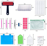 41 piezas de herramientas de pintura de diamante 5D y kits de accesorios con 24 ranuras de diamante caja de bordado y rodillo para arte manualidades adultos - Arteztik
