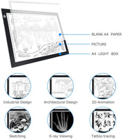Caja de luz LED para calcar ME456A4 9 x 12 in. ultrafina 0.19 pulg alimentación USB - Arteztik
