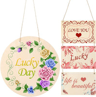2 piezas DIY madera círculo signo en blanco recortes puerta delantera decoración madera colgante cartel para el hogar Acción de Gracias Navidad artesanía - Arteztik
