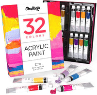 Juego de pintura acrílica (32 colores, tubos de 0.7 fl oz, 0,74 oz.) Para lienzo, manualidades, pintura de madera, pigmento rico, no se decolora, pinturas vibrantes no tóxicas para niños, adultos, principiantes y artistas profesionales. - Arteztik
