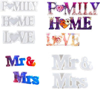 SNNplapla - Molde de resina 3D, diseño de Mr & Mrs Love Home Family con texto en inglés "Sillcone" - Arteztik
