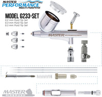 Set profesional Master Airbrush G233, set de aerógrafo de precision multiuso, de acción dual, impulsado por gravedad. - Arteztik
