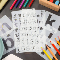Juego de 70 plantillas de letras y números reutilizables de plástico para letras y letras en letras de caligrafía, plantillas de letrero para pintar en madera y vidrio puerta de vidrio - Arteztik
