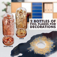 Insnug - Moldes de resina epoxi de silicona para posavasos, soporte para vino de ágata con copos de lámina de oro rosa, botella de vino, estante de cristal, resina fundida, purpurina brillante para decoración del hogar - Arteztik
