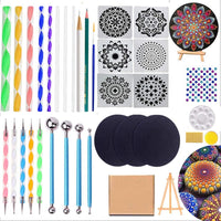 Juego de 35 herramientas de pintura con diseño de mandala, incluye plantillas, plantillas, mandala, plantilla, lápiz capacitivo para pintar rocas, mandella, arte y dibujo. - Arteztik
