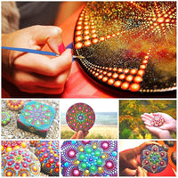 welltop Mandala Dotting Tools Set, 27pcs Mandala Painting Dotting Plantillas Kit con Mandala Painting Stencil y Gemstone Sticker para Rocks Painting, Nail Art Painting, Clay Pottery Craft, Coloring - Arteztik
