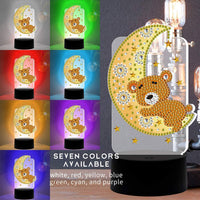 Lámpara LED de pintura de diamante, DIY con forma especial de cuentas de pintura de diamante con diseño de cruz LED de luz de noche de punto de cruz, kit de mosaico para decoración del hogar, regalos de adultos y niños (oso) - Arteztik
