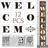 Lystin - Juego de 12 plantillas de señalización de bienvenida de hotel con 8 plantillas individuales para hacer un letrero de bienvenida + 4 plantillas de letras de números de 7 x 10.5 pulgadas para decoración de letreros de manualidades y manualidades - Arteztik
