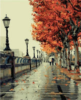 Kit de bricolaje de pintura al óleo, pintura por número, estilo amor romántico de otoño, 16 x 20 pulgadas - Arteztik
